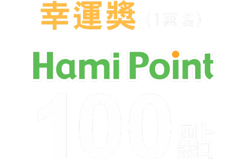 幸運獎1萬名 Hami Point 100 點