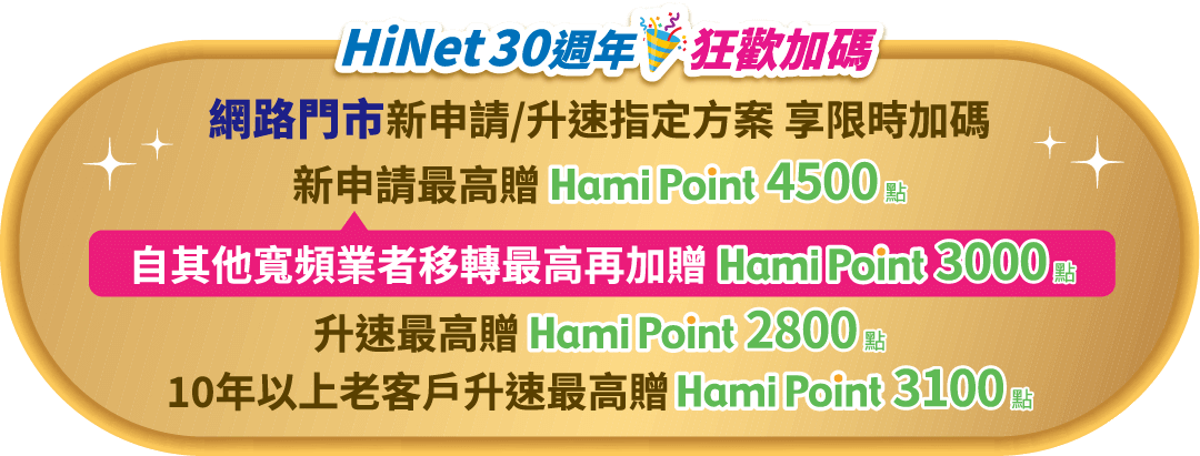 HiNet30周年狂歡加碼
