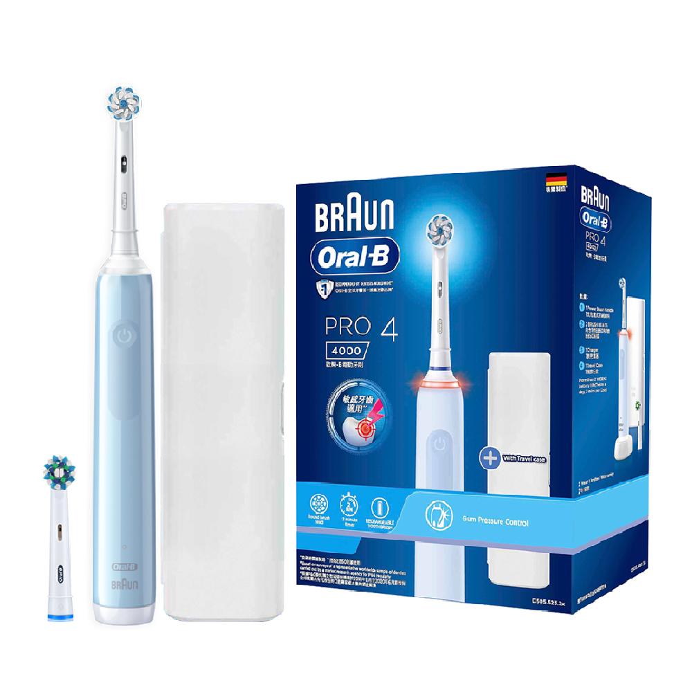 德國百靈Oral-B Pro4 3D電動牙刷+4入刷頭組