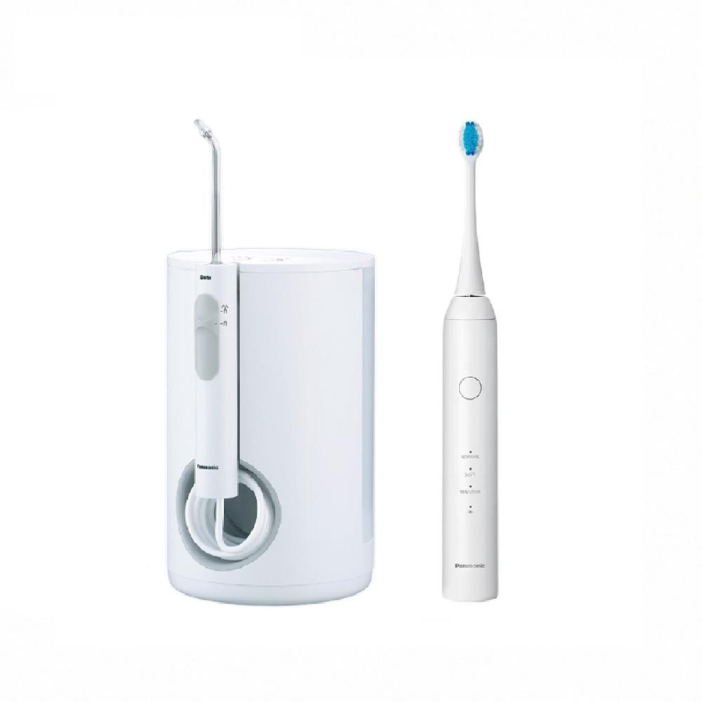 Panasonic 音波電動牙刷+沖牙機 潔淨護齒組EW-1613+DM74 (附6噴嘴+2刷頭家庭組)